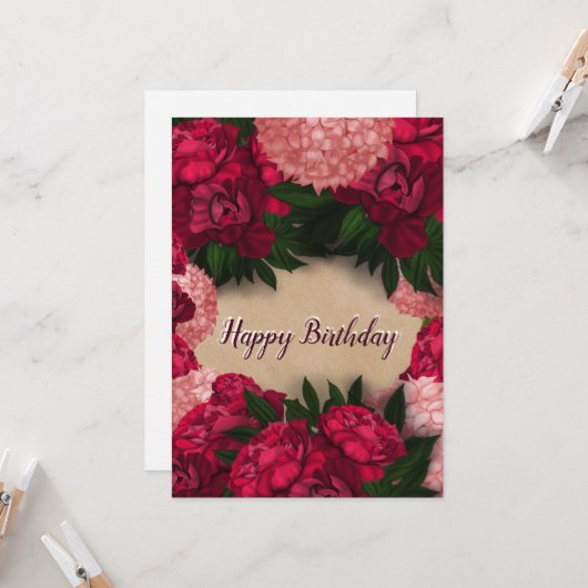 Wenskaart met pony's Happy Birthday Kaart (Voorkant / Achterkant in situ)