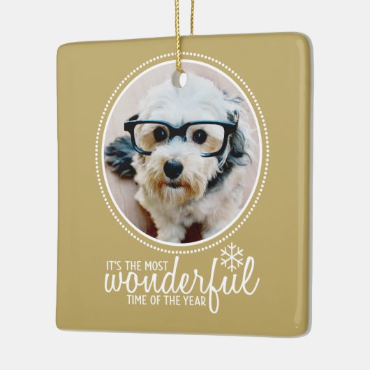 Wenskaart met prettige kerstfoto's Gold Keramisch Ornament (Links)