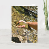 Wenskaart met regenboogforel en vliegvisuitrusting kaart (Voorkant)