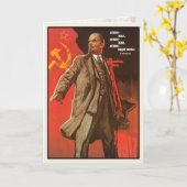 Wenskaart met Retro Druk van het Poster van Lenin Kaart (Gele Bloem)