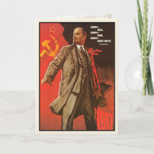 Wenskaart met Retro Druk van het Poster van Lenin Kaart