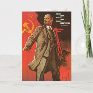 Wenskaart met Retro Druk van het Poster van Lenin Kaart