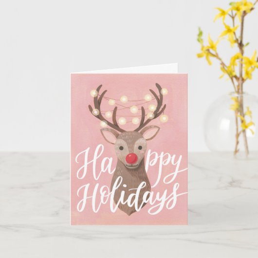 Wenskaart met rode neus kerstmis afgevouwen kaart (Gele Bloem)