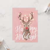 Wenskaart met rode neus voor kerstmis kaart (Voorkant / Achterkant in situ)