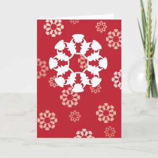 Wenskaart met rood bull snowflake-design feestdagen kaart