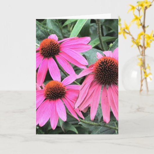 Wenskaart met roze condensor kaart (Gele Bloem)