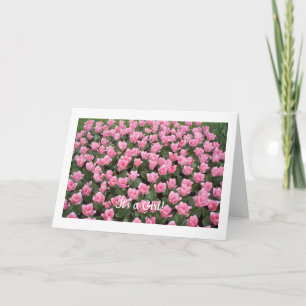 Wenskaart met roze tulpen kaart