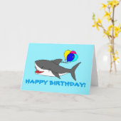Wenskaart met schattige haai en ballonnen kaart (Gele Bloem)