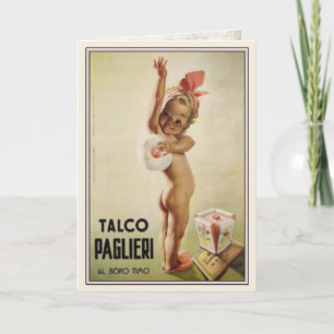 Wenskaart met Schattigee Baby op Vintage Ad Poster Kaart