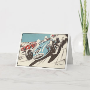Wenskaart met Track Racing Poster Print Kaart