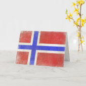 Wenskaart met Verontruste Noorse Vlag Kaart (Gele Bloem)