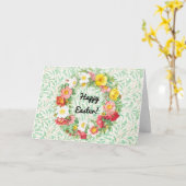 Wenskaart met vintage bloemenkrans voor Pasen Kaart (Gele Bloem)