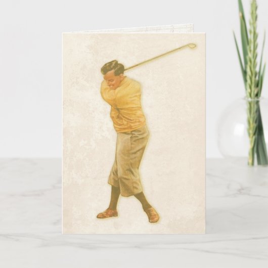 Wenskaart met Vintage Golf Player Kaart (Voorkant)