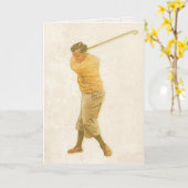 Wenskaart met Vintage Golf Player Kaart (Gele Bloem)