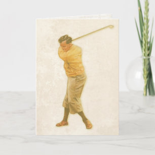 Wenskaart met Vintage Golf Player Kaart