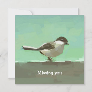 Wenskaart met vogel schilderij - Ik mis je Kaart