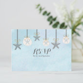 Wenskaart met zeester en zanddollar strand RSVP Kaart (Staand voorkant)
