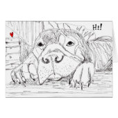Wenskaart met zwarte en witte Pitbull-schets (Voorkant Horizontaal)