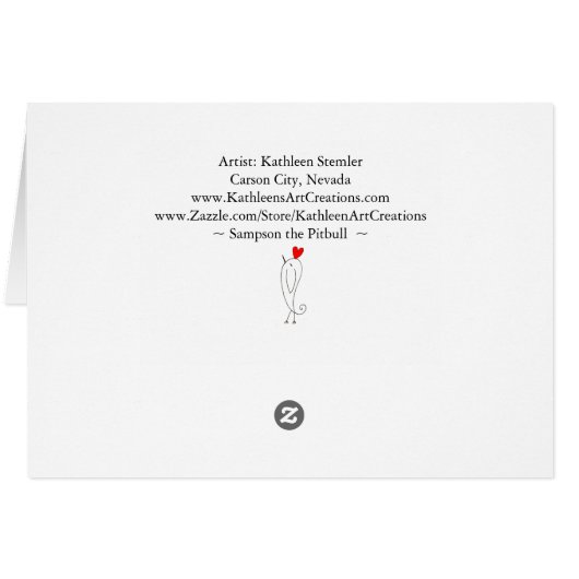 Wenskaart met zwarte en witte Pitbull-schets (Achterkant Horizontaal)