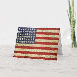 Wenskaart metVintage Flag van U.S.A. Kaart