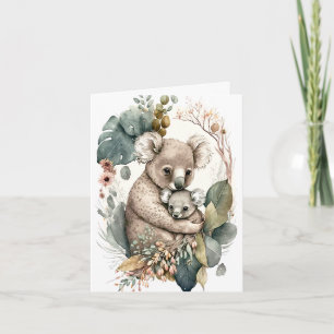 Wenskaart Moeder en Baby Koala Illustratie Kaart
