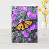 Wenskaart Monarch Paarse Asters Kaart (Gele Bloem)