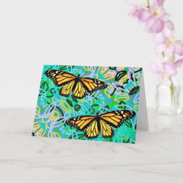 Wenskaart Monarchen/Abstracte Neon Bladeren Kaart