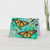 Wenskaart Monarchen/Abstracte Neon Bladeren Kaart (Voorkant)
