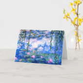 Wenskaart Monet Roze Water Lilies Kaart (Gele Bloem)