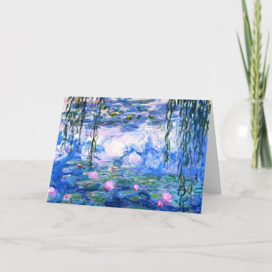 Wenskaart Monet Roze Water Lilies Kaart (Voorkant)