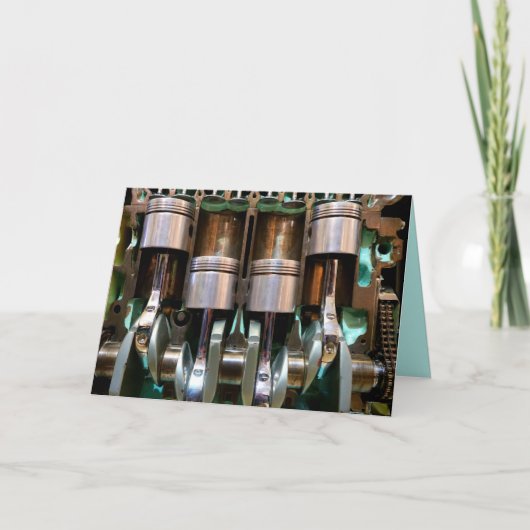 wenskaart motorzuigers feestdagen kaart (Voorkant)