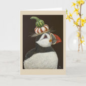 Wenskaart najaar puffin kaart (Gele Bloem)