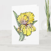 Wenskaart - NGA-Waterverf & inkt - Gele iris Kaart (Voorkant)
