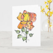 Wenskaart - NGA-Waterverf - Oranje Roos Kaart (Gele Bloem)