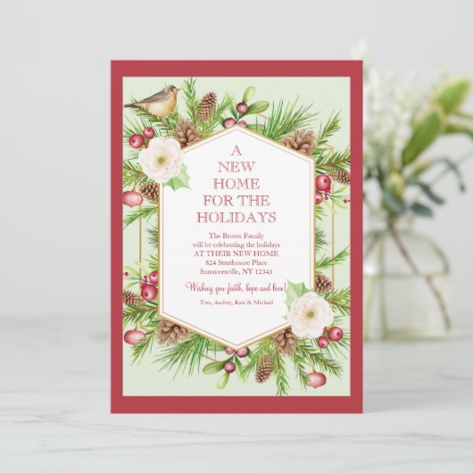 Wenskaart Nieuw Thuis voor de Feestdagen Feestdagenkaart (Staand voorkant)