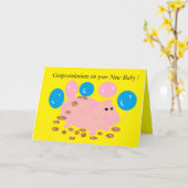 Wenskaart/nieuwe baby kaart (Gele Bloem)