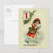 wenskaart "Nieuwjaarsmeisje" Feestdagenkaart (Voorkant / Achterkant)