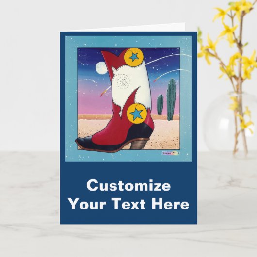 Wenskaart, Note Kaart - Cowboy Boot, All Dresse (Gele Bloem)