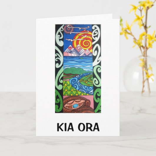 Wenskaart - NZ- Kiaora - Arohanui Kaart (Gele Bloem)