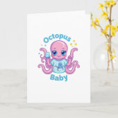 Wenskaart Octopus Baby Kaart (Gele Bloem)