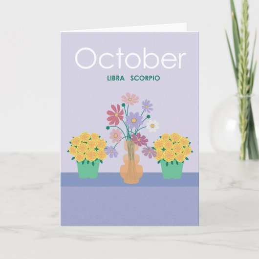 Wenskaart oktober geboorte Flowers Bedankkaart (Voorkant)