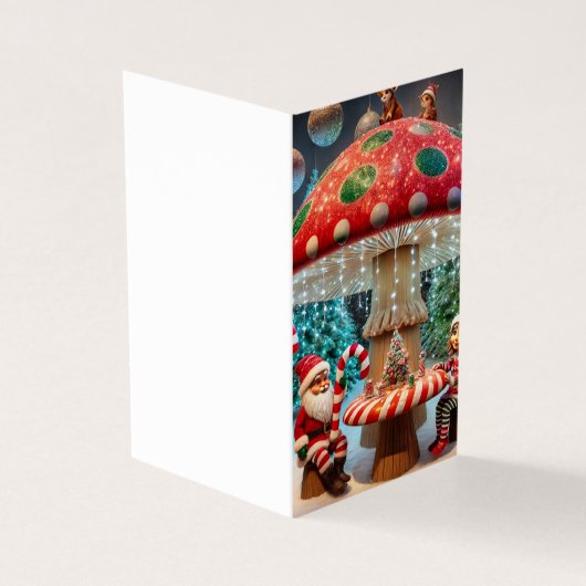 Wenskaart: Ontwerp van de Kerstpaddenstoel Kaart (Buitenkant)