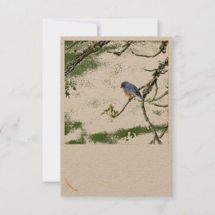 Wenskaart oostelijke blauwvogel/champagnebril ~