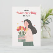 wenskaart op de internationale vrouwendag feestdagenkaart (Staand voorkant)