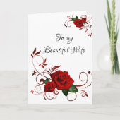 Wenskaart op mijn mooie vrouw Red Rose Kaart (Voorkant)