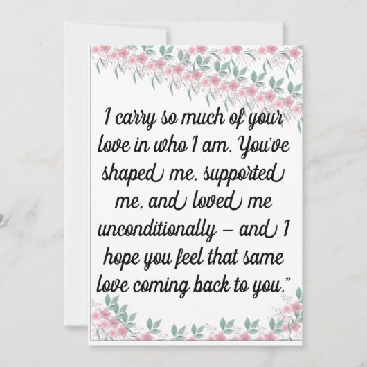 Wenskaart | Oprechte Kaart voor ouder, mentor, (Voorkant)