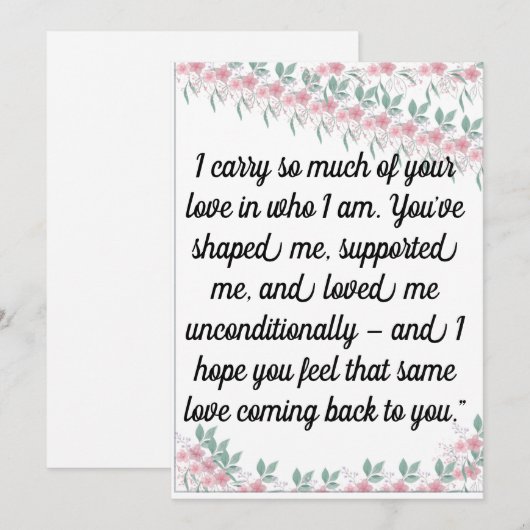 Wenskaart | Oprechte Kaart voor ouder, mentor, (Voorkant / Achterkant)