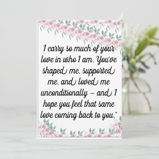 Wenskaart | Oprechte Kaart voor ouder, mentor, (Staand voorkant)