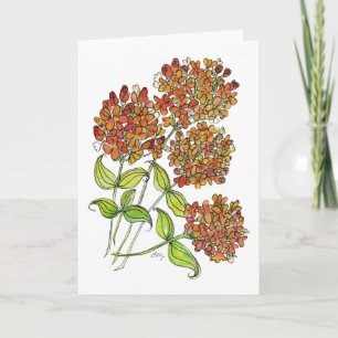 Wenskaart - Oranje & Gele Vlinder Bloemen Kaart