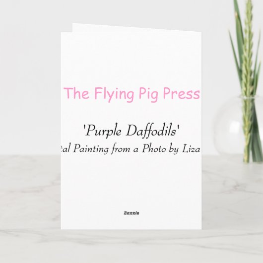 wenskaart "Paarse Daffodils" Feestdagen Kaart (Achterkant)
